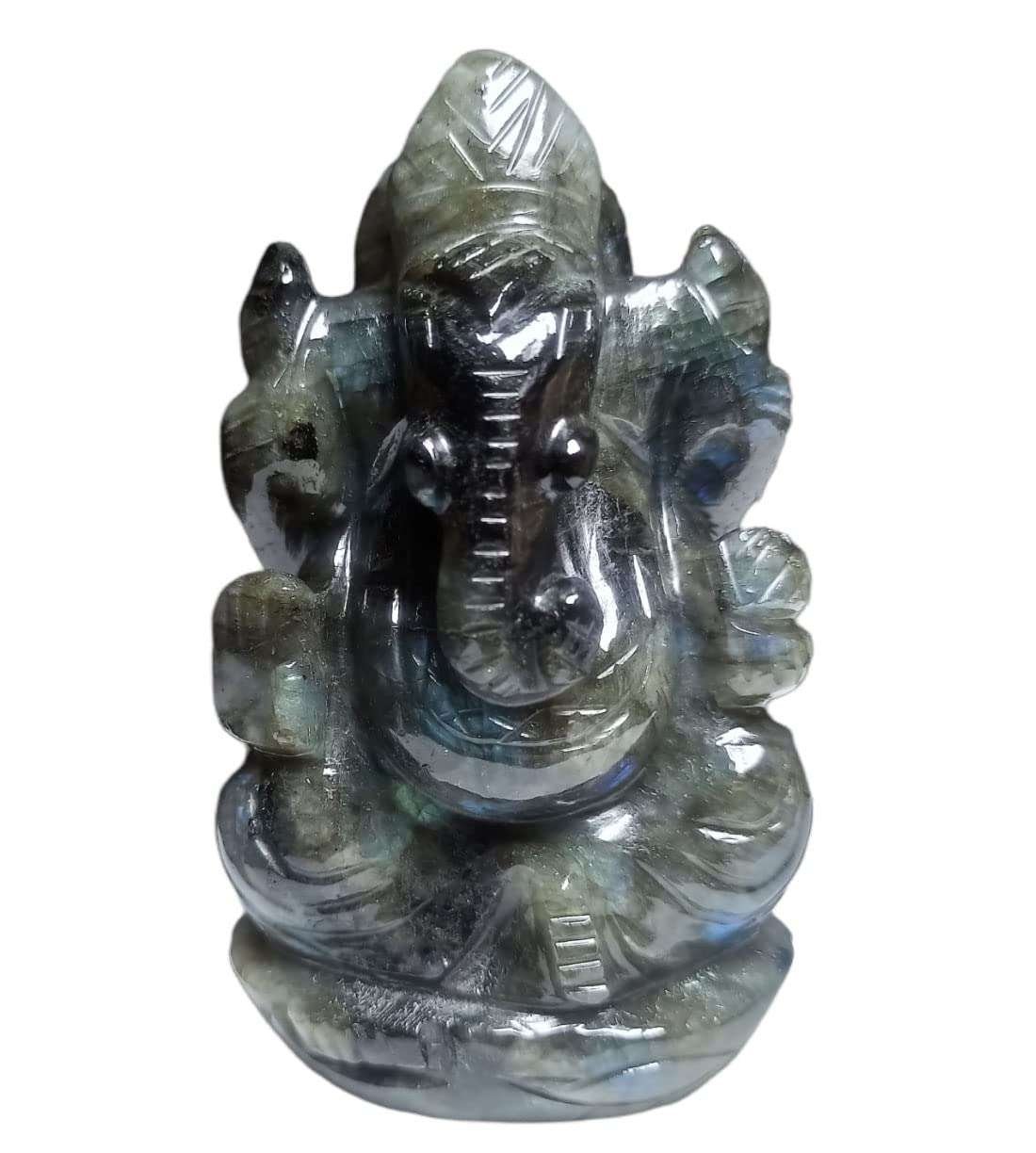 Crystal Ganesha Idol for Home D?cor Peace and Serenity Happy Man for Good Luck, Wealth, Prosperity at Home,Office Ganesha Idol For Gift Item (Labradorite)